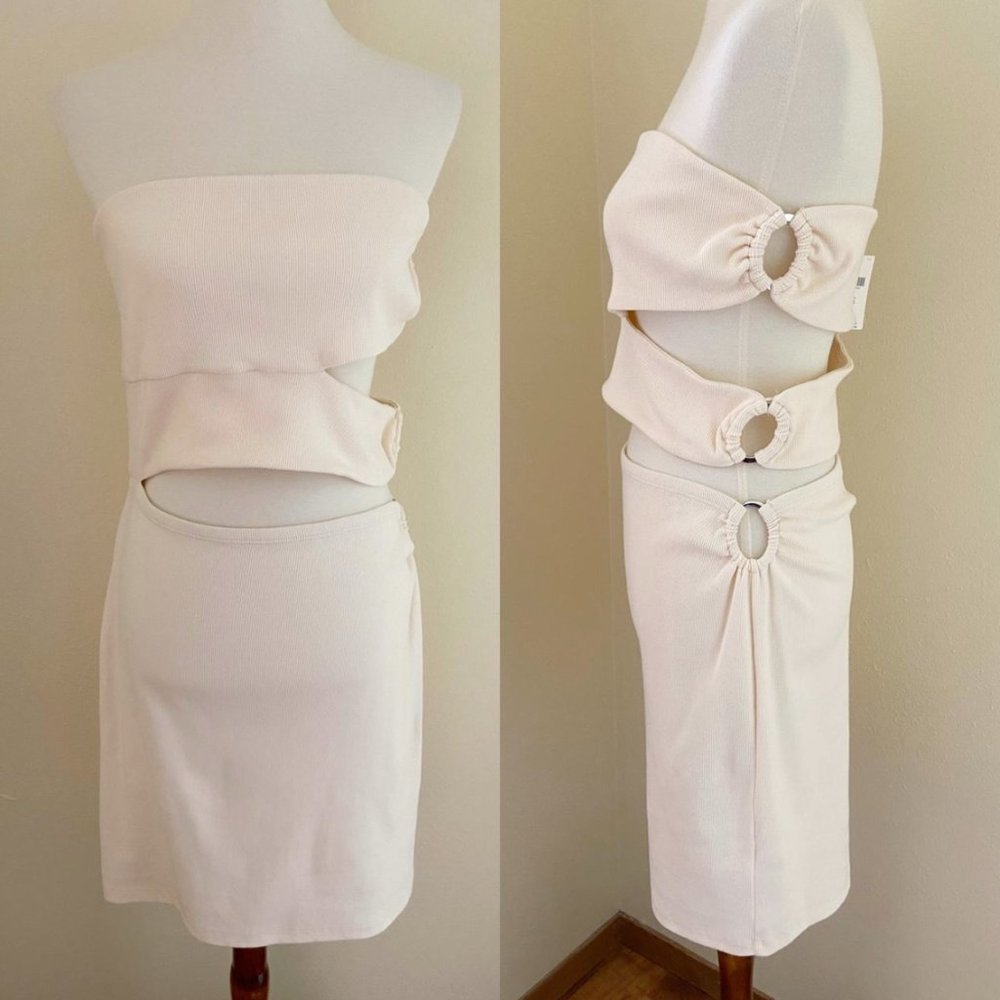 Anthropologie Bordeaux Strapless Cutout Dress